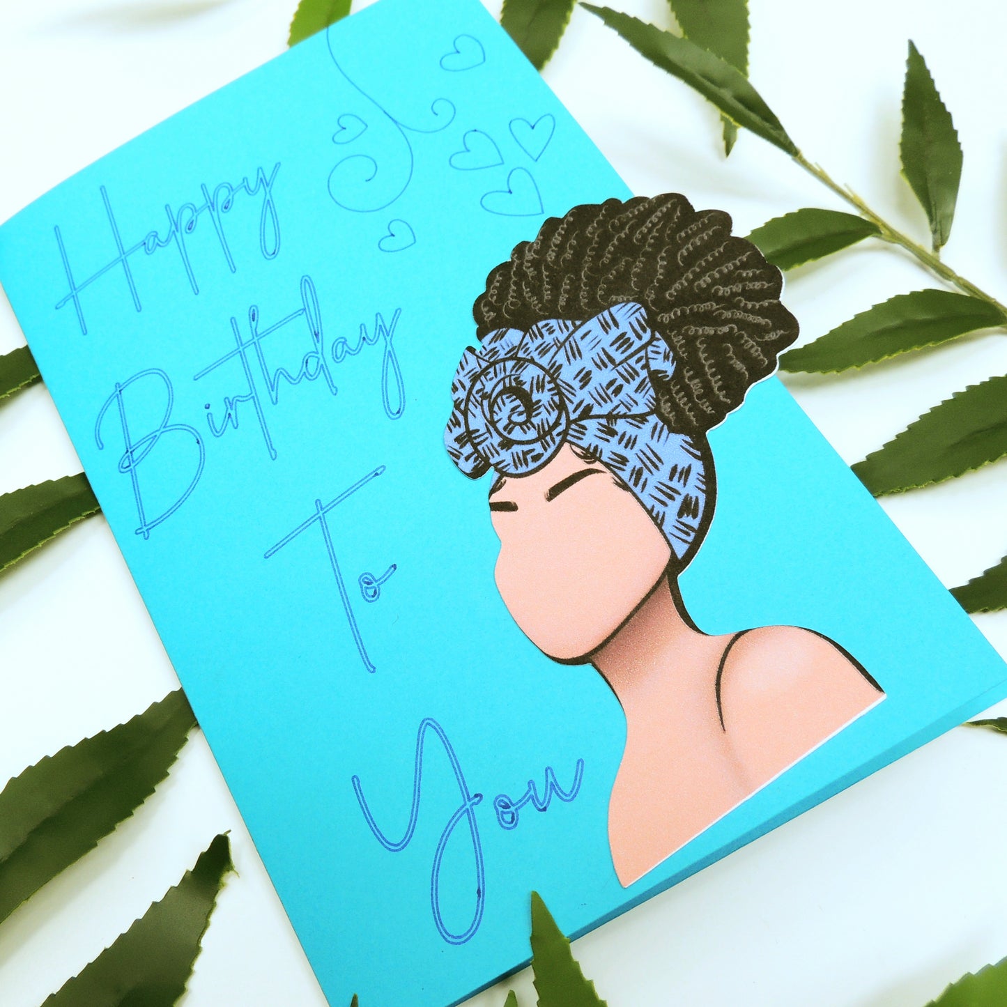 Blue Hues African American Birthday Card