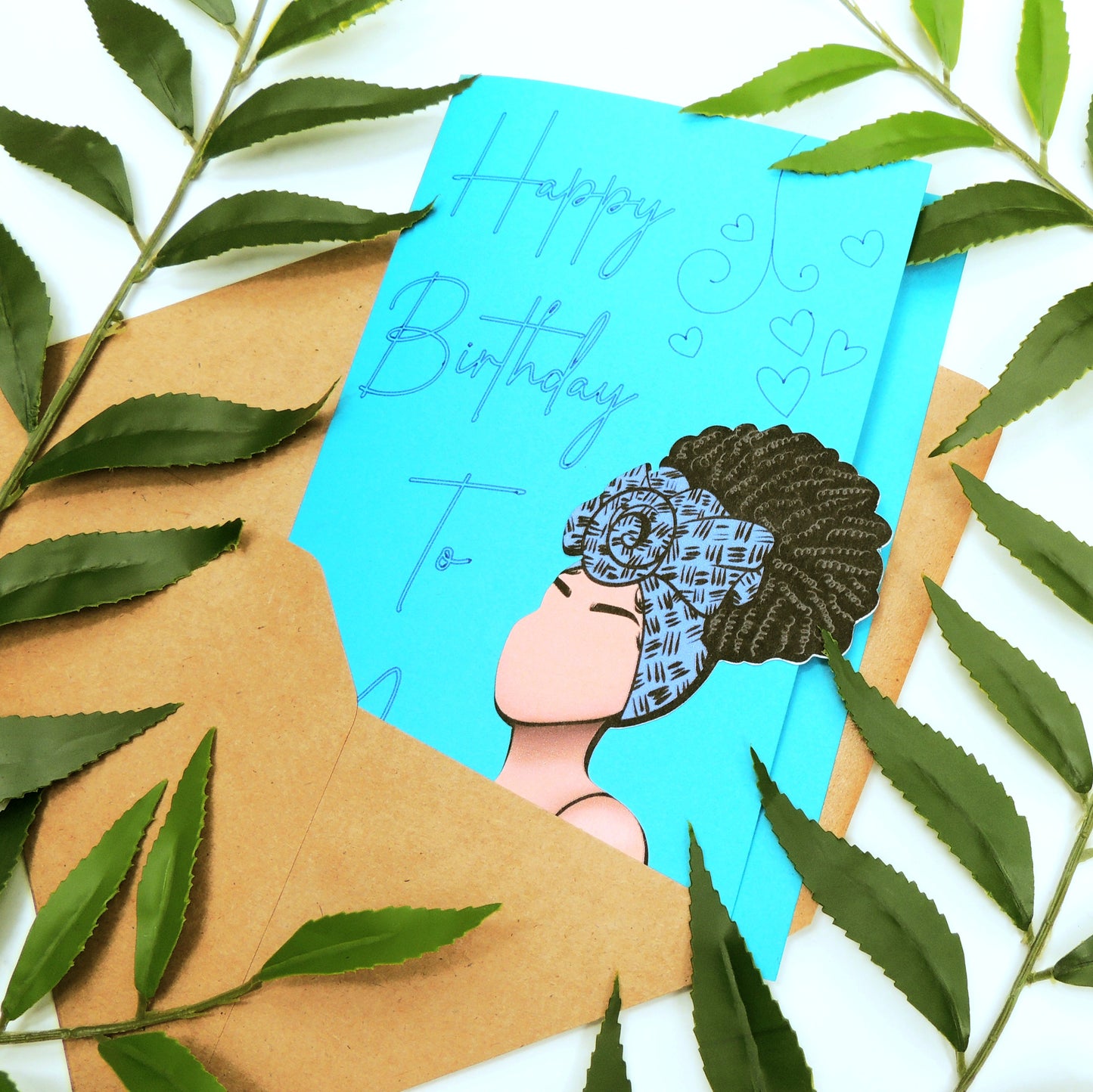 Blue Hues African American Birthday Card