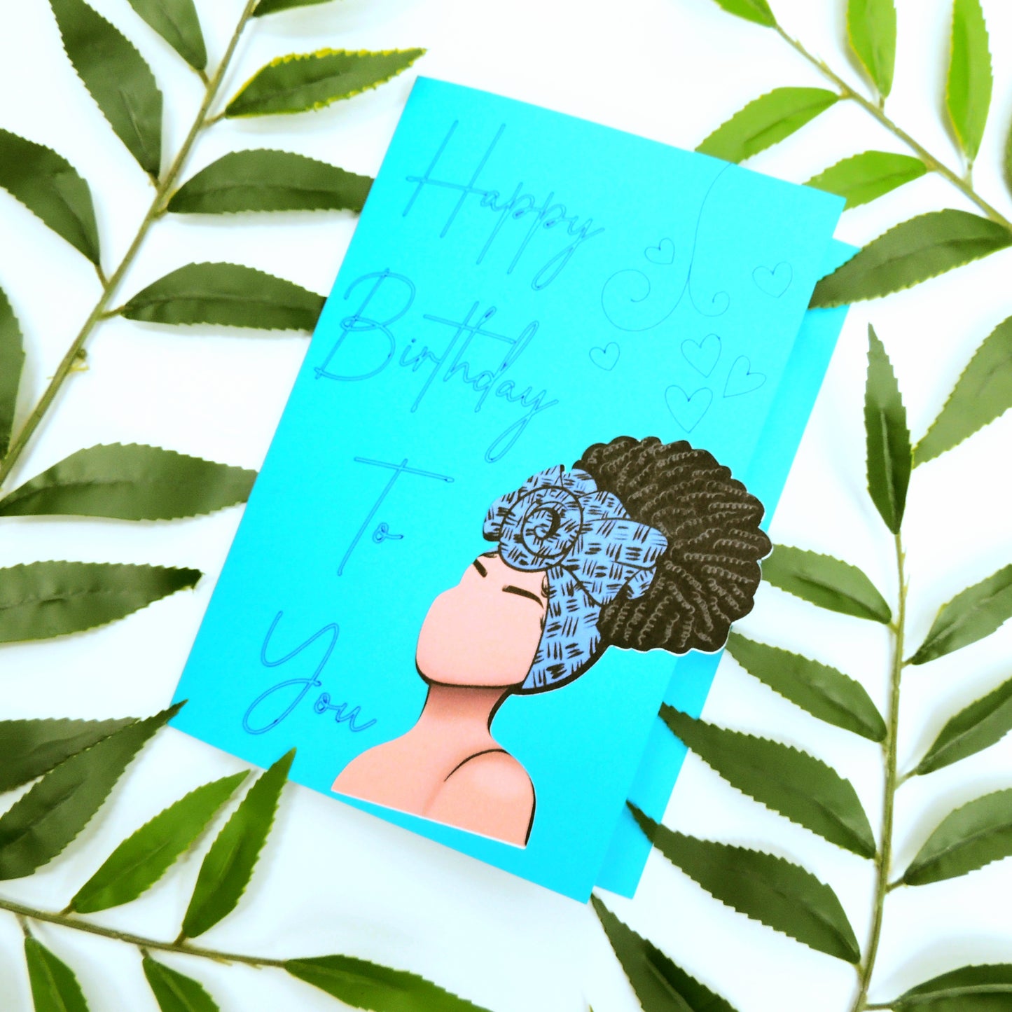 Blue Hues African American Birthday Card