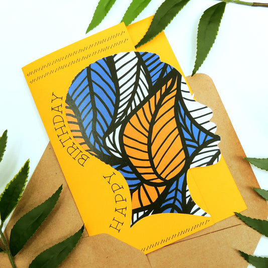 Blue African Print Birthday Card