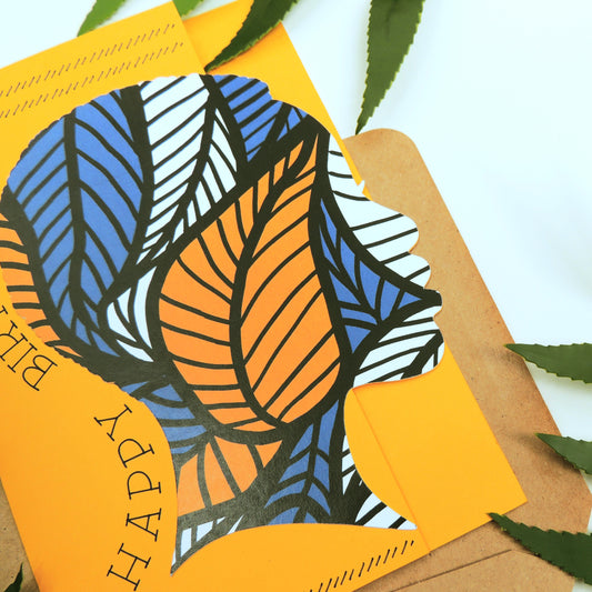 Blue African Print Birthday Card