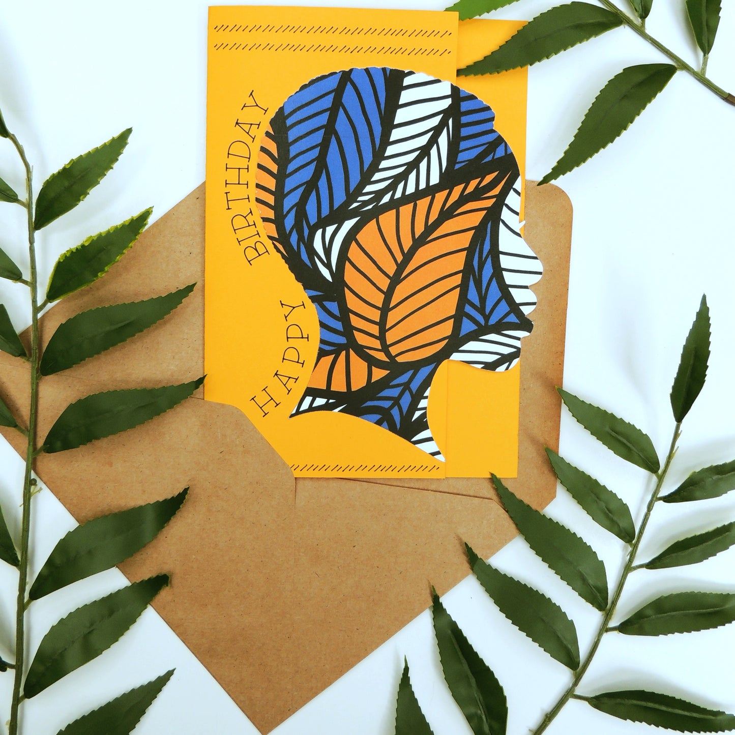 Blue African Print Birthday Card