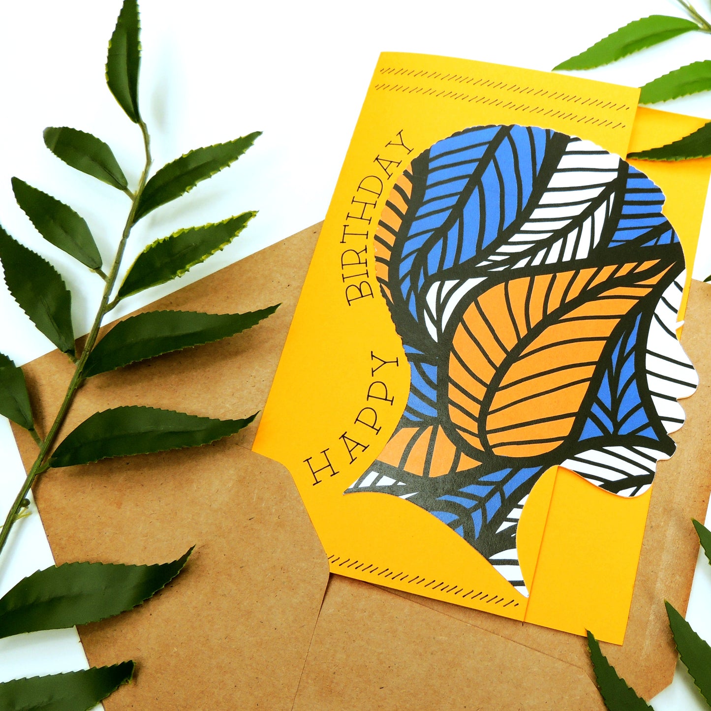 Blue African Print Birthday Card