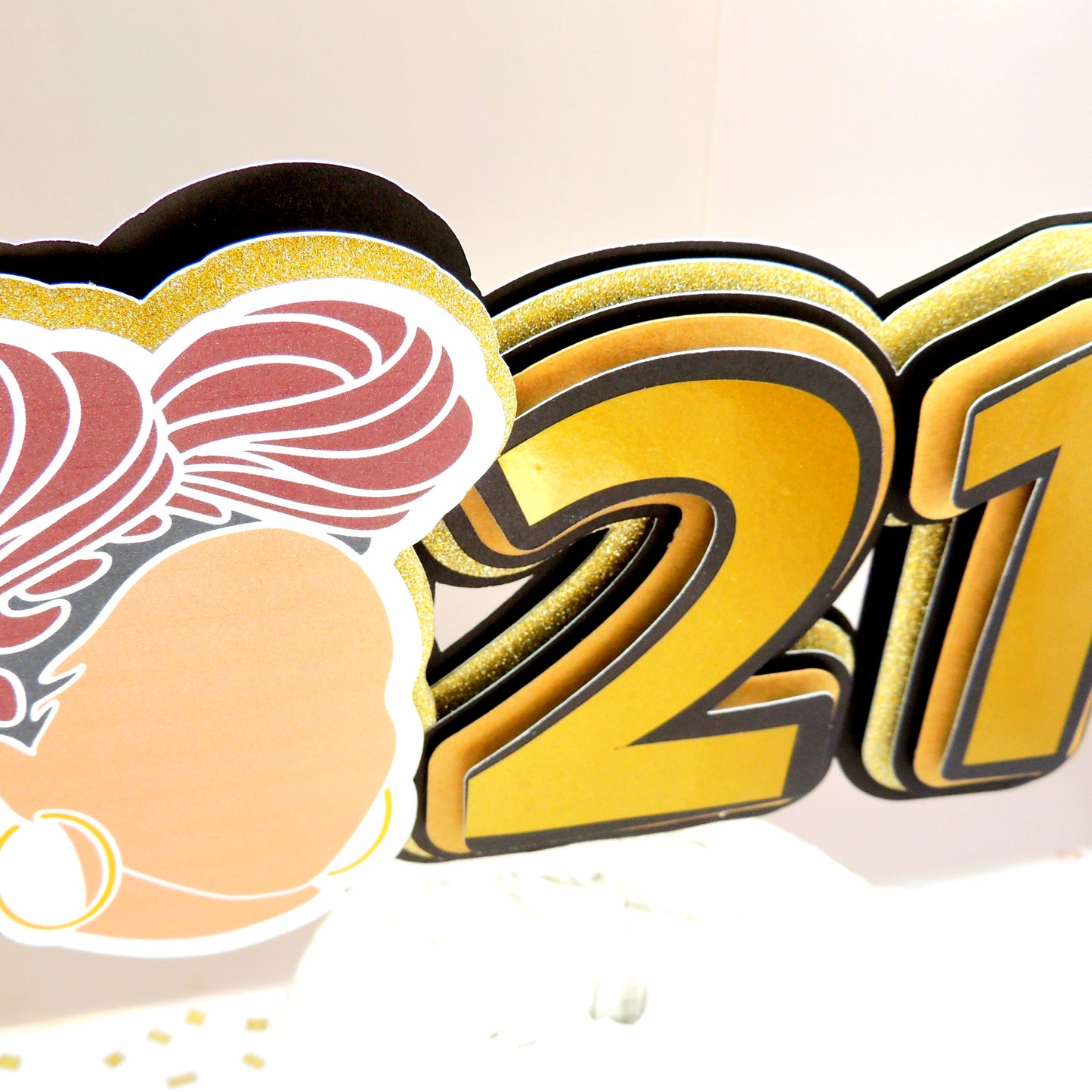 3D 21st Birthday Cake Topper & Greeting Card Set