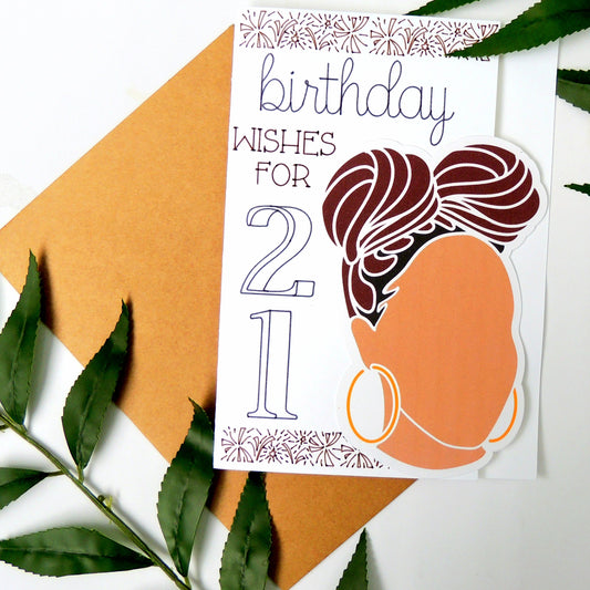 21st Birthday African American Greeting Card