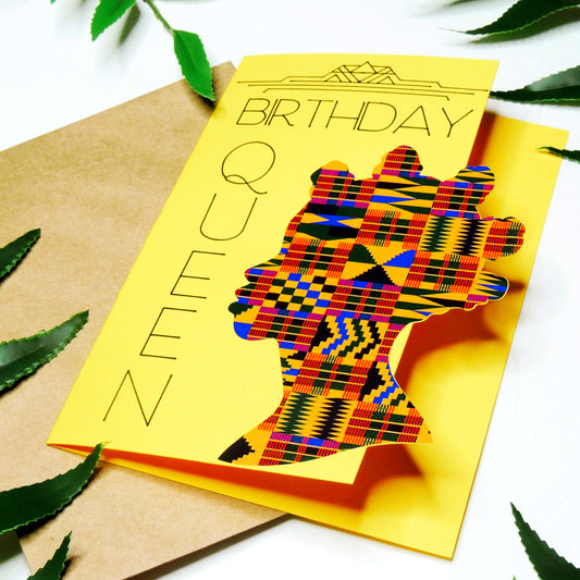 Yellow Kente African Print Birthday Card