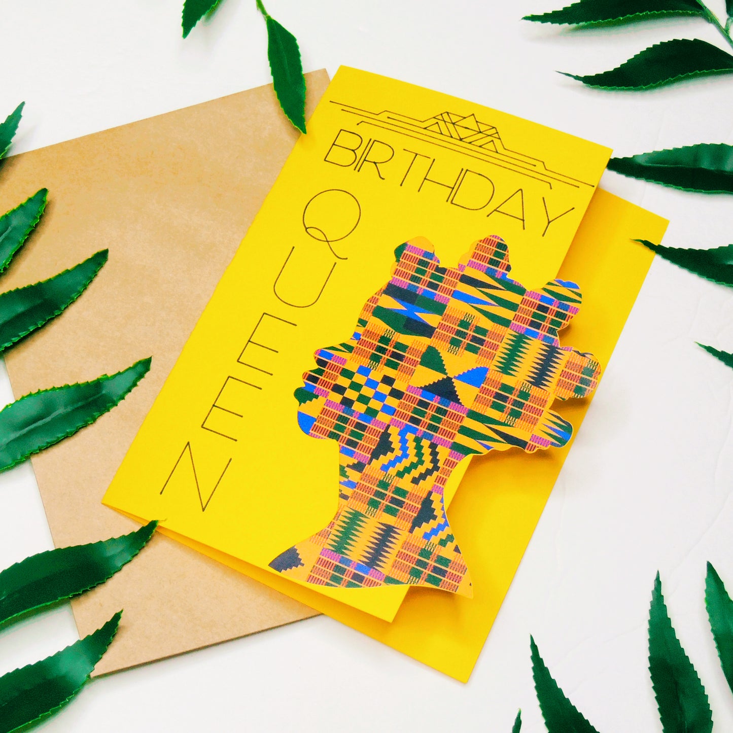 Yellow Kente African Print Birthday Card
