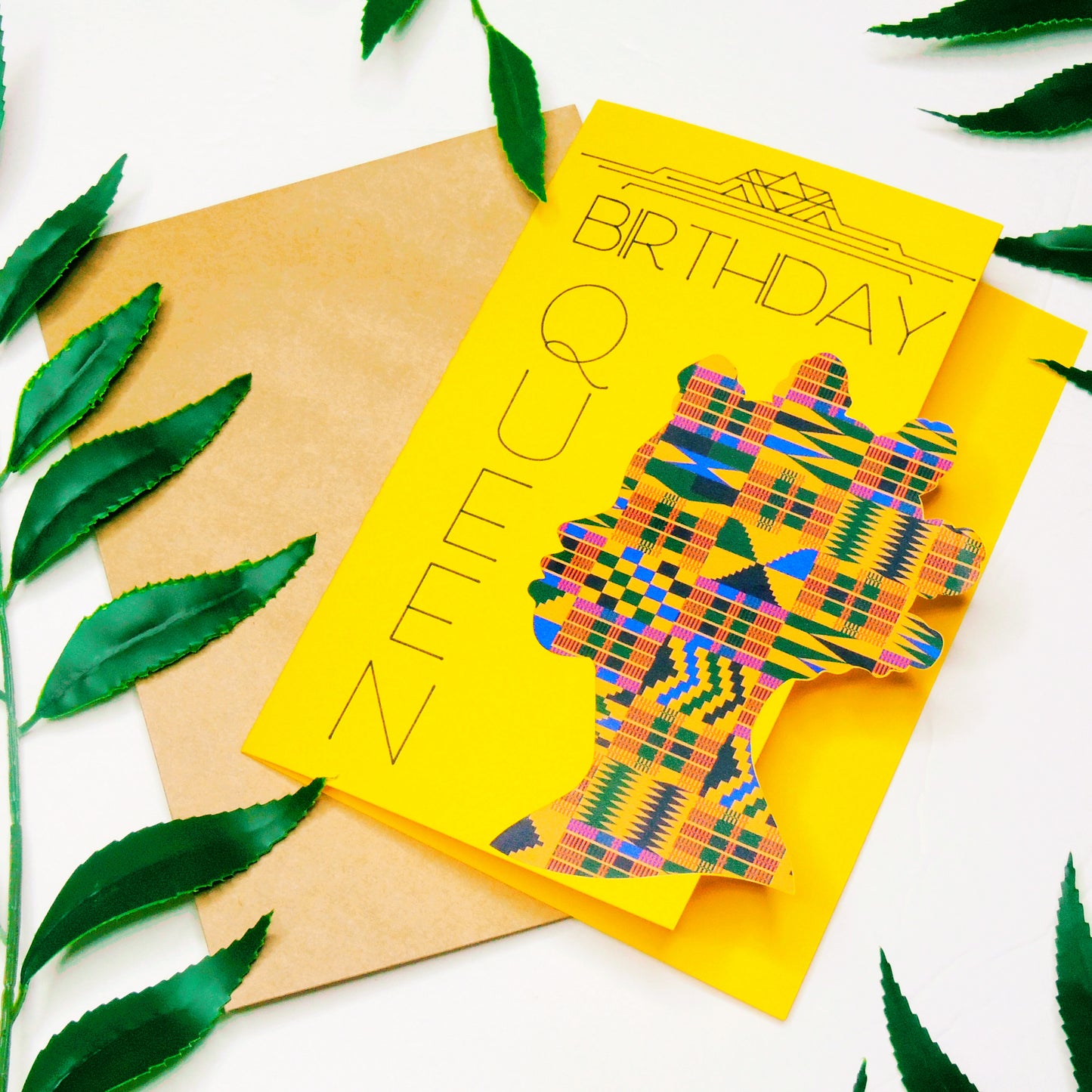 Yellow Kente African Print Birthday Card