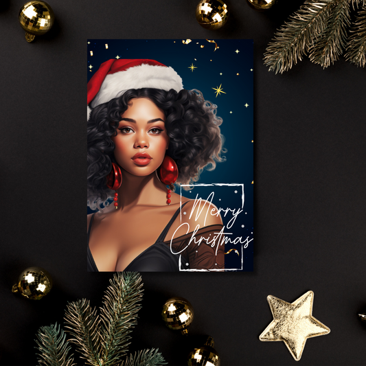 Blue Regal Black Woman Christmas Card