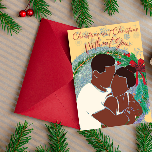 Black Love Couples Christmas Holiday Greeting Card