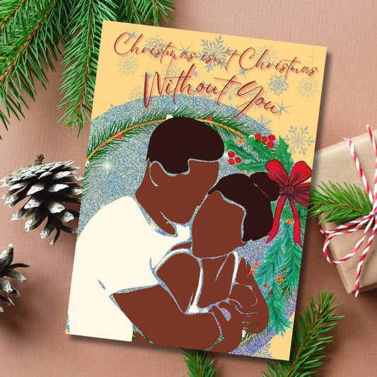 Black Love Couples Christmas Holiday Greeting Card