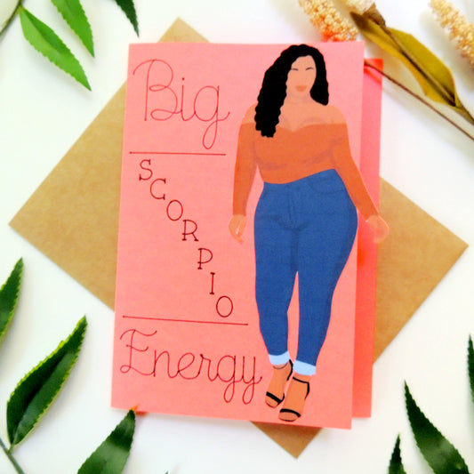 Thick & Curvy Black Girl Scorpio Zodiac Birthday Card