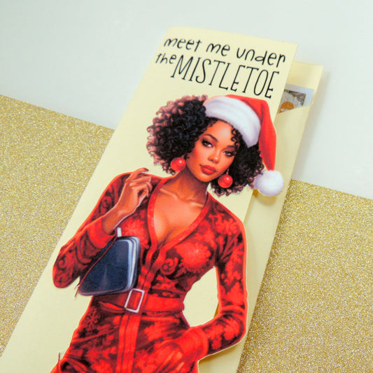 Melanin Mistletoe Money Holder Greeting Card