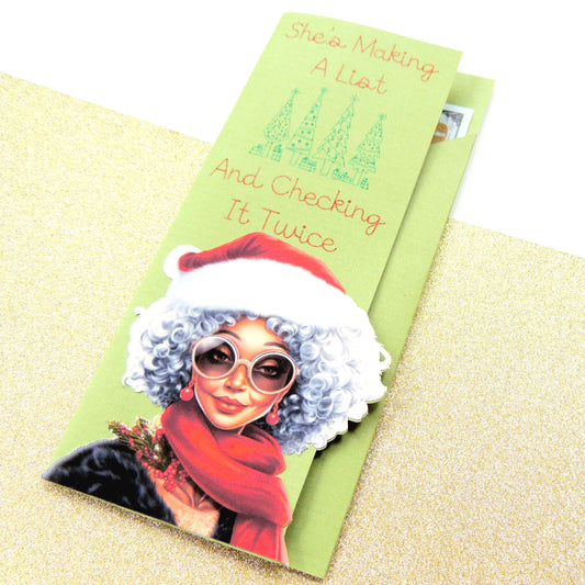 Black Mrs. Claus Holiday Money Holder Greeting Card