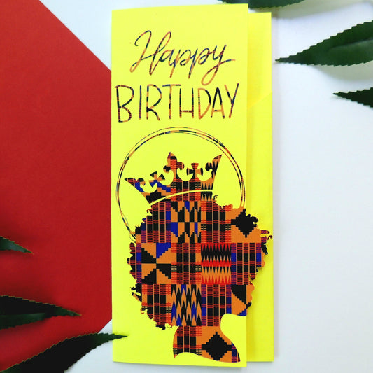 Yellow Kente Black Woman Money Holder Birthday Card