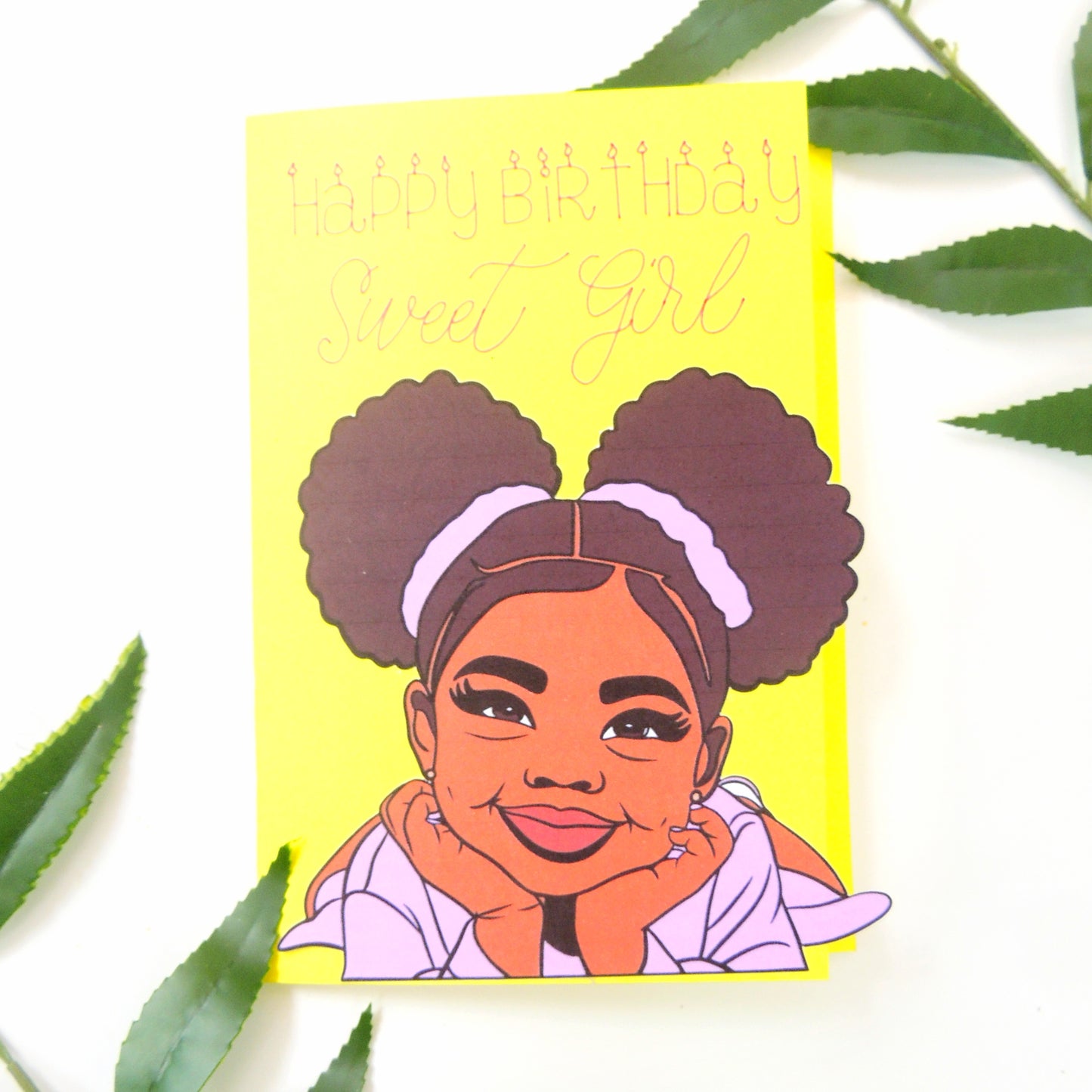 Sweet Girl Birthday Card – Little Black Girl Afro Puffs Edition