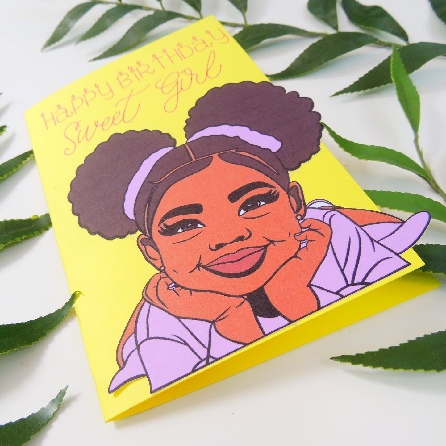 Sweet Girl Birthday Card – Little Black Girl Afro Puffs Edition
