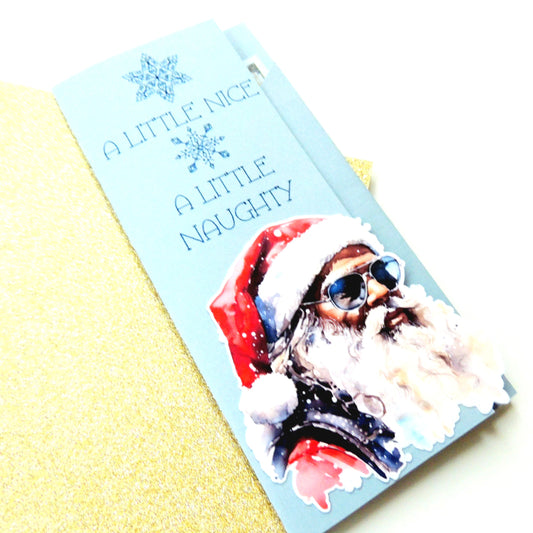 Black Santa Naughty & Nice Money Holder Greeting Card