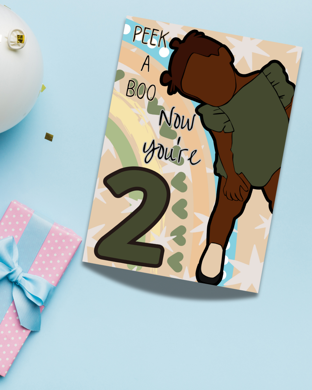 African American Girl Two Year Old Birthday Card