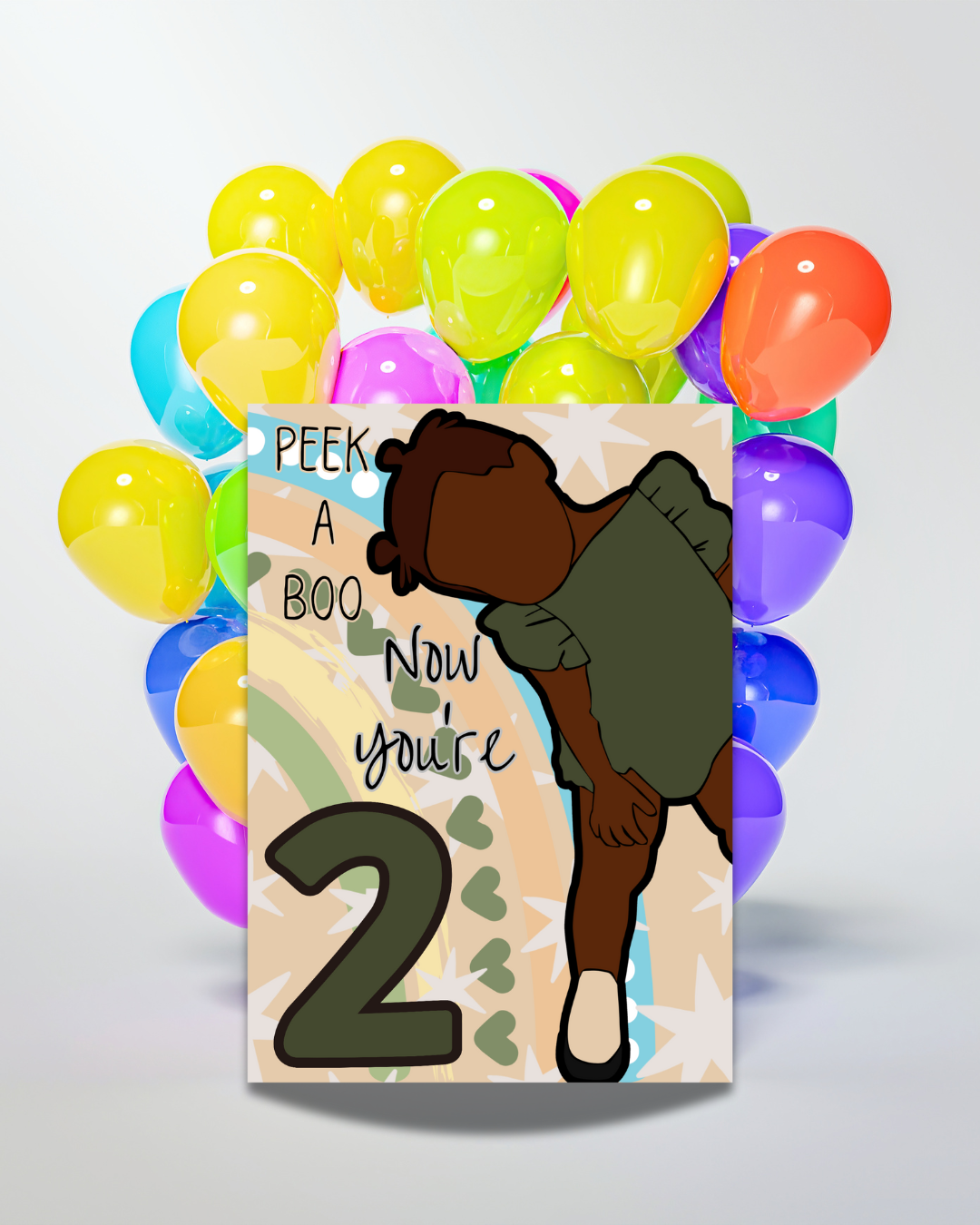 African American Girl Two Year Old Birthday Card