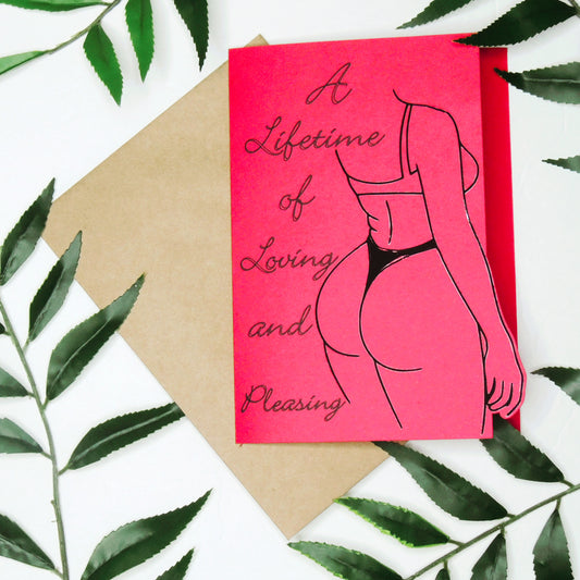 Red Line Art Sexy Love Greeting Card