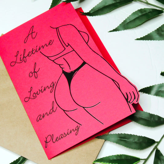 Red Line Art Sexy Love Greeting Card