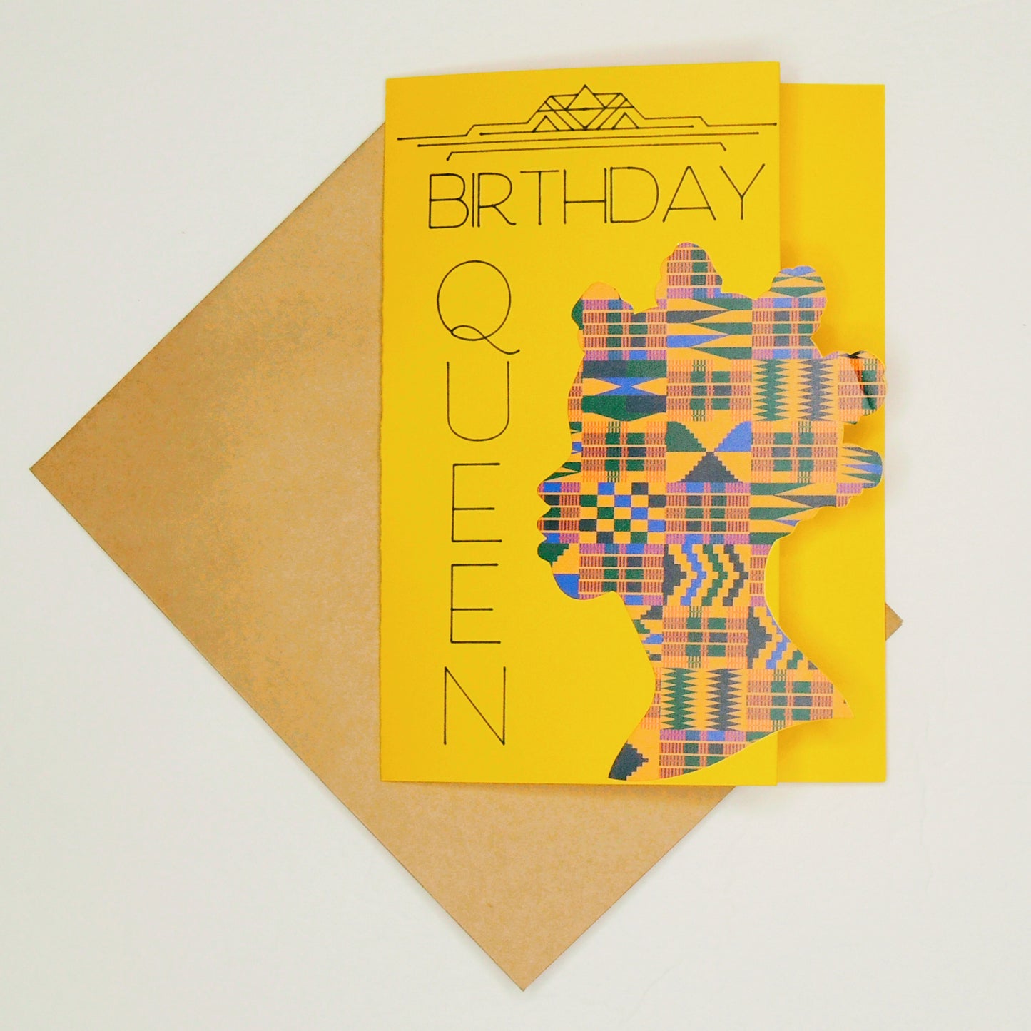 Yellow Kente African Print Birthday Card