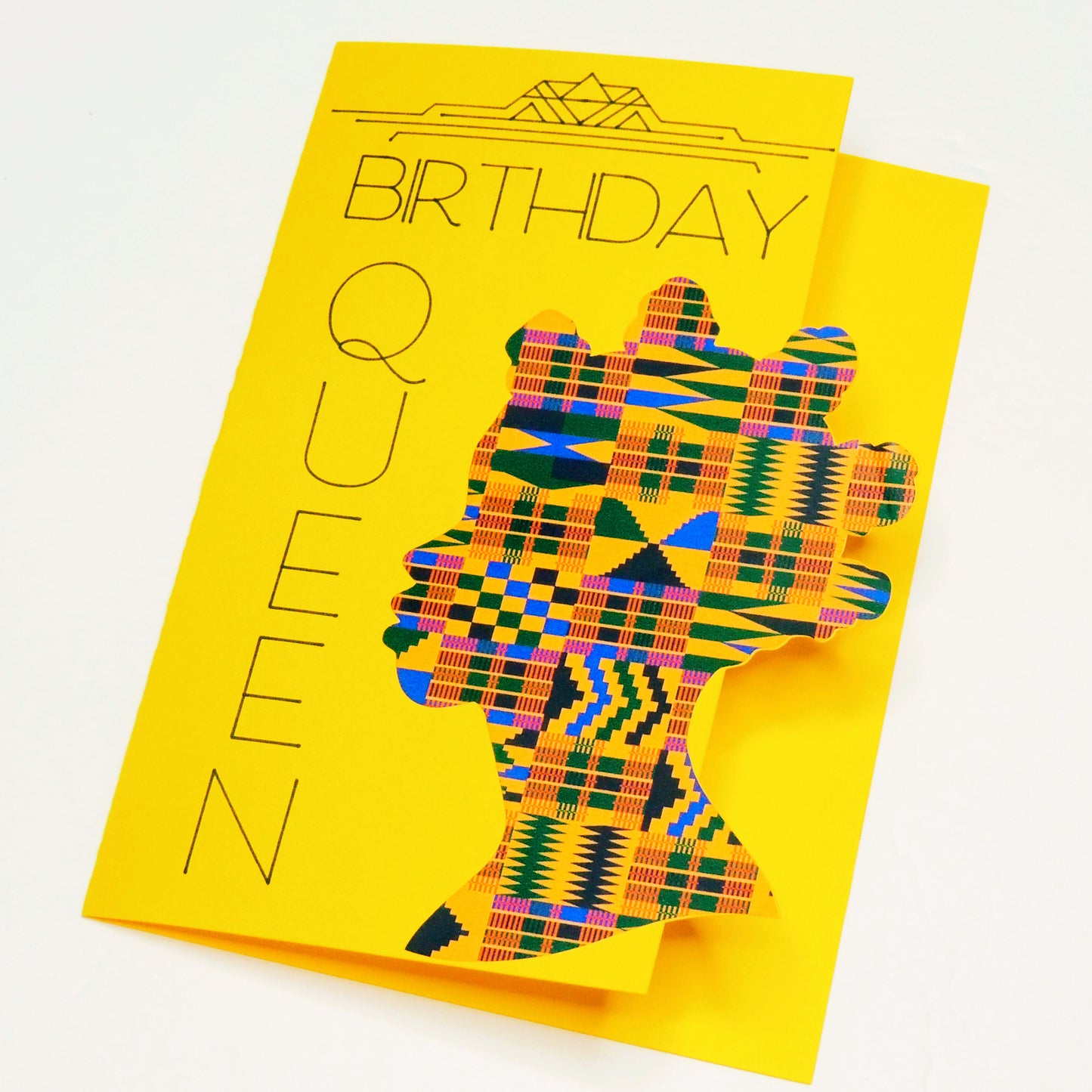 Yellow Kente African Print Birthday Card